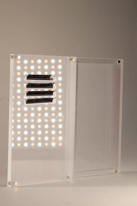 Transparent lash tile with magnetic lid